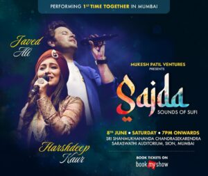 Javed Ali Instagram - Mumbai!  2 weeks to go for “Sajda- Sounds of Sufi” 
We both are very excited to showcase you an evening full of surreal & soulful Sufiyana Music. We’re preparing a special Jugalbandi section which you all will love. 

Tickets filling fast! So go book your tickets now on @bookmyshowin 🎟️ 

#HarshdeepKaur #JavedAli #Sajda #Shanmukhnanda #Liveinconcert #sufinight #sufimusic #mumbaiconcert