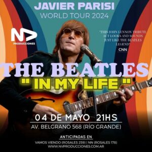 Javier Parisi Instagram - Hello folks! I hope you are well!
Here we go again ✈️ more gigs will be added soon
Nos vemos ahí amigos! 
04/4 CC BIANCA Barranco, Lima Peru 🇵🇪 
06/4 Teatro UPAO, TrujilloPeru 🇵🇪
11/4 Marquee, Palermo, CABA 🇦🇷
27/4 El Cultural, Lanus 🇦🇷
04/5 NV Teatro, R. Grande, Patagonia 🇦🇷

Stay tuned: España, Mexico, Indonesia, Philippines, England and more…

#javierparisi #impersonator #johnlennon #lennon #lennontribute #tributetojohnlennon #beatleband #ultimateimagine #thebeatles #beatles #imaginejohnyoko #databeatle #lennonargentino #news #entertainment #ジョンレノン #eternallennon #lennonlookalike  #johnlennontribute #palermo #marquee #showenvivo