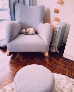 Jay Anstey Instagram - The chair is so comfy sometimes I rock myself to sleep… 😂 

I told SeanMarco I didn’t need a rocking chair in the nursery. Me being my minimalist mama self. 

A month in and I had to admit how wrong I was. 

We looked around and found this beautiful Godsend of a chair from @dreamfurn 

It goes perfectly with the room and is her favorite place to enjoy that REM sleep 😜 

My two cents for new moms is don’t skimp on a chair!!! It’s soooo worth it. 

P.S of course Goku sampled it and approves 😂 🐈 

#mom #momlife #postpartum #4thTrimester #babies #newborn #baby #family #motherhood #parenthood #momsofinsta #girlmom #momblogger #momblog #clickinmoms #lightinspired #kidsforreal #illuminatechildhood #magicofchildhood  #alternativeparenting #wildwomensisterhood #nursery #babyroom #rockingchair