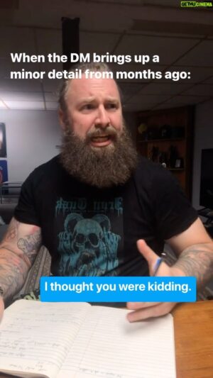 Jay Foster Instagram - Reaching into the archives for this one 🤣 it’s fun to go back and see which of my videos resonated the most.

This was just too good to pass up performing under Will Ferrel dialogue 🤣

#dnd #dnd5e #dungeonsanddragons #dndmemes #ttrpgmemes #dndjokes #dungeonmaster #dungeonmasterlife #ttrpg #ttrpgs #tabletopgames #tabletoprpg