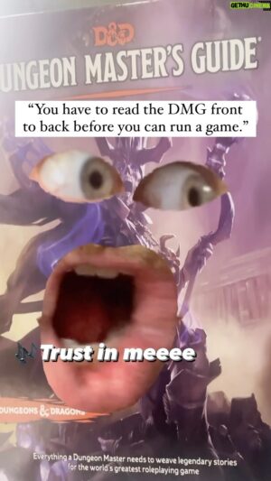 Jay Foster Instagram - As great a tool the DMG is, it is NOT essential to read front to back before running a game!

Consider it like any other rule book; become familiar with the index and how to look up rules and tables when they come up. DON’T let this daunting book stop you from running an awesome game for your friends!

#dnd #dnd5e #dndmemes #dungeonmastersguide #dungeonmaster #dungeonmasterlife #gamemaster #dungeonsanddragons #dungeonsanddragonsmemes #dungeonsanddragons5e #ttrpg #ttrpgs #ttrpgmemes #criticalrole #dimension20 #tabletoprpg