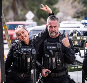 Jay Harrington Instagram - between takes, @say_ahna got me again
😡 

see ya Friday night!
@swatcbs 4/12/24 at 8pm on @cbstv 

@davinophotostudio