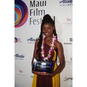 Jayme Lawson Instagram - First time in Maui and it was completely beautiful 🙏🏾😍. Thank you @mauifilmfest and Barry Rivers for the award. What an honor!! 

📸: @portraits @shutterstock