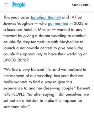 Jaymes Vaughan Instagram - We want to relive this day over and over. Thank you @maybelline for making this dream come true. Thank you @unico2087 for being the most amazing wedding venue now twice! And Jenna and Sarah thank you so much for sharing your special day and your beautiful love with us. 

All Images by Superstar Queer Photographer @kellybalch 
Make up by @thefacebykase