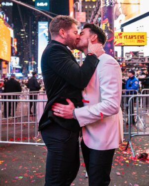 Jaymes Vaughan Instagram - Another epic New Year's Eve! Thank you @kayjewelers for bringing so much love and kisses to the night as the official sponsor of the Times Square New Year’s Eve Kiss! Swipe through to see how these husbands rang in 2024. Last photo is my fave #KayPartner