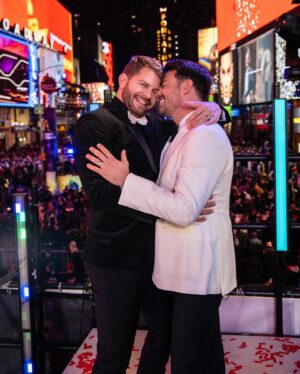 Jaymes Vaughan Instagram - Another epic New Year's Eve! Thank you @kayjewelers for bringing so much love and kisses to the night as the official sponsor of the Times Square New Year’s Eve Kiss! Swipe through to see how these husbands rang in 2024. Last photo is my fave #KayPartner