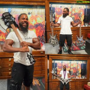 Jayson Paul Instagram - Shout out to @hellcreekmusicandmore for allowing me to hold thier PRICELE$$ Memobila ! Guitars signed by KISS ,Gene Simmons prototype Guitar, and the famous double Michael Angleo Batio guitar.