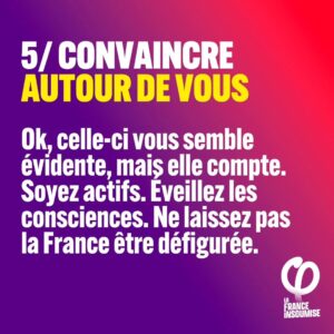 Jean-Luc Mélenchon Instagram - 🔴 "Bonjour, je souhaite vous aider à battre l'extrême droite. Comment faire ?"

➡️ Vous êtes nombreuses et nombreux à nous poser cette question.

✅ On vous donne 5 idées (liens en story)

#NouveauFrontPopulaire