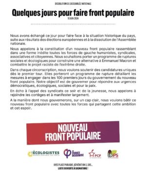 Jean-Luc Mélenchon Instagram - Accord d’union signé pour un #NouveauFrontPopulaire. Candidatures communes dès le premier tour, programme commun en cours de préparation. Un bon travail qui déjoue la division sur laquelle comptaient Macron et Le Pen.