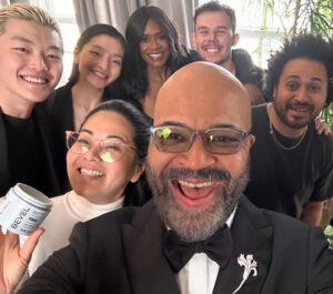 Jeffrey Wright Instagram - That’s all, folks. Really, this time. NAACP awards was the last of the last for @americanfictionmovie. So one more hat tip to the dedicated, hustling folks who propped me up over the past few months…sometimes Weekend at Bernie’s-style. I’m indebted. Core squad, in order of appearance…

cornerman for 26 yrs - @mrjimmydarmody 
publicity chaos controller - @sbarr06 (plus 24-hr Tamera & Saloni & Sydney)
style council chief - @mrmontyjackson 
📷 - @alexshibutani 
📹/smile council - @maiashibutani 
head/face grooms - @janicekinjo 
stylistic asst - @whyjakemitchell 
head/face grooms - @kristenebmakeup (w/ assistance from Sophia the Wonderful)
[@eliven.q, @thejennysauce, @nicoleellemakeup, @a.manda.day no pix.😢 You are missed!!]
🚙 - Daytime Glen
🚙 - Nighttime Jorge
stylistic asst - @allzedetails 

We made it. Team game. 

THANK YOU, ALL!!! 🤙🏽

And thank you @zegnaofficial and @oliverpeoples for the last look! 👌🏽