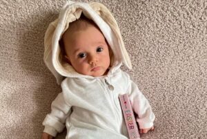 Jenna Doolittle Instagram - ✨Happiest Easter from this little bunny to you & yours! 🐰💜🌷

✨Huge thanks to @patchou123 for the adorable bunny suit! 🐰🐇

#easterbunny #cutekids #momlife #bunny