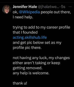 Jennifer Hale Instagram - reaching out for an assist. 
anyone who can get these updates done, thx a million for your help.