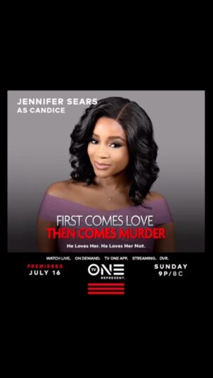 Jennifer Sears Instagram - INTRODUCING👏🏾👏🏾👏🏾… your starting lineup for the first of the series of #tvone suspenseful summer movies beginning with FIRST COMES LOVE, THEN COMES MURDER.💔

You have yours truly starring as CANDICE. Next, you have @guyviaud.joseph starring as KEN. Then, there’s @rayanlawrence starring as DOUG. And last but certainly not least, we have @leslieblackacts starring as ALICIA. Directed by the incomparable @mrbobbyyan and written by the incredible @michellemckissic.✨

Don’t miss this thrilling ride on July 16th at 9pm ET on @tvonetv.🔥

#firstcomeslovethencomesmurder #thesuspenseisreal #tvone #swirlfilms #jennifersears #jensears #iamjensears #leadinglady #leadrole