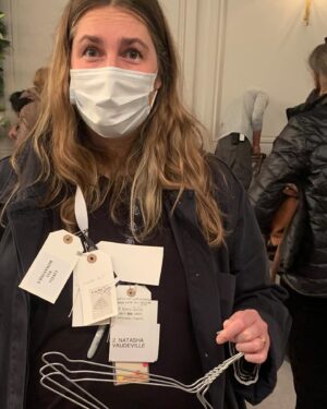 Jenny Beavan Instagram - Thinking back on the Mrs Harris journey and finding the photographs of us in masks, and some which emphasise the glamour of filming on location …! Remembering the added difficulty of doing fittings in masks, visors and surgical gloves (although we gave up on gloves fairly quickly). It was so distancing from the characters we were trying to create, and each other, but obviously kept everyone safer. Masks, lockdown, quarantine and working in Hungarian! (not the easiest language on the planet) added to our challenges but everyone was so understanding and helpful and we got there! What a crew - not many of us but all so good. Dear Team Harris Costume!

Just the Oscars to go now and then Mrs Harris can put away her duster, fold her pinny neatly and rest her head wrap. She is a war baby and into sustainability so will have gotten a lot of use out of her outfit!

She, Jenny and Team Harris Costume are totally thrilled to have been recognised for all the awards and even to have won 🏆 one - thank you BIFA!! We were very honoured. We were a small modest film but we got noticed! I think the amazing Lesley Manville may have had something to do with that! Thank you all so much!

On the last lap now but so wonderful to have had time here in LA between awards and met so many lovely designers I didn’t know before. A privilege - the Guild evening was wonderful and fun! We are a good strong bunch.

@mrsharrismovie