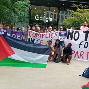 Jeremy Corbyn Instagram - Today, protesters gathered outside Google’s London HQ in solidarity with Google workers demanding that Google ends Project Nimbus, which is enabling Israel’s apartheid and genocide against Palestinians.

Across the world, Google and Amazon workers are rising up, demanding their labour isn’t used to build technology used to support oppression.

Follow @notechforapartheiduk for updates on the campaign and help support it by demanding Google #DropNimbus

#FreePalestine #CeasefireNOW