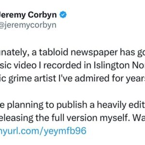 Jeremy Corbyn Instagram - Unfortunately, a newspaper has got hold of the music video I’ve recorded in Islington North with a British icon and famous grime artist I’ve admired for years.

They are planning to publish a heavily edited clip, so I’m releasing the full version myself. Watch here: https://tinyurl.com/yeymfb96 🔗 Link to video in bio