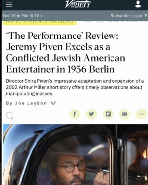 Jeremy Piven Instagram - Long journey its been… How much of yourself  will you compromise to be successful? That’s one of the many questions that we explore in The Performance. Thanks @variety  for showing up and reviewing our film. When my mother handed me this short story a decade ago I had hoped for this moment. So much to tell you guys about this journey. Thank you