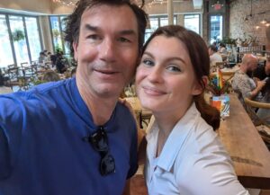 Jerry O'Connell Instagram - Ran into THE STAR OF HORROR CLASSIC SATANIC PANIC @hayl_griffith Sorry I look so sweaty Go stream it.  @hayl_griffith puts in one HELL of a performance.  So does @rebeccaromijn and @ardenmyrin and @rubymodine @hannahstocking @mikeewinfield AND SHOUTOUT TO OUR LEADER @chelseastardust