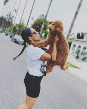 Jeslyn Gorman Instagram - Avo masks, pup cuddles, hikes on the daily and supporting small/black owned businesses... What’s your summer lookin like?
•
Check out @houseofbrian for fun graphic tees of his photography and @henrymasks for really cool stylish masks!
•
Also - how is @piecesofreesethedood this big?! 9 months old on Friday!
•
📸: @jestina.odell ...duh