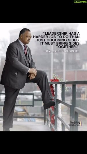 Jesse Jackson Instagram - #MondayMotivation

“Leadership has a harder job to do than just choosing sides. It must bring sides together.” – Rev. Jesse L. Jackson Sr.

#IamSomebody #KeepHopeAlive #RainbowPUSHCoalition #PUSHforChange #JesseJackson #unity #peace