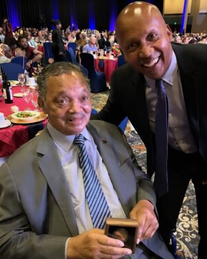 Jesse Jackson Instagram - I was invited to join the @EJI Juneteenth Celebration festivities in Montgomery, Alabama this week. During a private dinner before the screening of the Tony-nominated Broadway play, Purlie Victorious, Bryan Stevenson,the founder and Executive Director of the Equal Justice  Initiative, surprised me by honoring me with the Champion of Justice Award. I am so very grateful and proud. 🙏🏽

Thank you!

Keep Hope Alive! Happy Juneteenth! Visit https://eji.org  They continue to do great work! #Juneteenth #FreedomDay #letfreedomring ❤️🖤💚