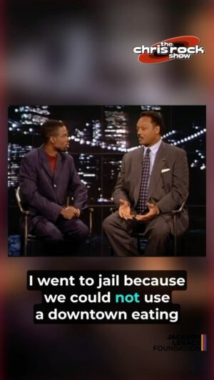 Jesse Jackson Instagram - #FlashbackFriday 

My interview, Season 2, Episode 8 of The @chrisrock show 📺 in 1997. 

The PUSH 🫷🏽has never stopped💪🏽!!!. 

“I fight for freedom. I fight for the American dream. I went to jail on July 17, 1960. Because I couldn’t use the library. I went to jail because we could not use a downtown eating facility. And that struggle has not stopped. In some sense, we all fight for the American dream. And the American dream is under assault. If the American dream is one big tent, all of us live with equal protection under the law, equal opportunity, equal access, and fair share. The dream is under attack. And so why do I fight? Because every city I visit, Chris, there are two new buildings, a new ballpark, and a new jail. And somehow, locking youth up rather than lifting them up is not right. And so I fight.” ✊🏾✊🏾

#IamSomebody #KeepHopeAlive #RainbowPUSHCoalition #PUSHforChange #JesseJackson #chrisrock #chrisrockshow