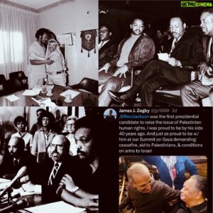 Jesse Jackson Instagram - I was the first American presidential candidate to raise the issue of Palestinian human rights. I said it then and I say it now. Our histories from South Africa to Palestine, to right here in the United States of America, are inextricably combined. Commemorating Rev. Dr. Martin Luther King on his work and legacy to support peace and justice for all, I think about Palestine and the rights of Palestinian people.  With Dr. James Zogby, a dear friend of mine and director of the Arab American Institute, stood in 1988, 40 years ago advocating for peace and justice. As I said in Lebanon in 1979, we do not seek to exchange sufferers, rather to stop suffering. This is what I am still fighting for in 2024, with a rainbow coalition of Palestinian, Jewish, Arab, Muslim and Black conveners at our emergency summit for Gaza calling for a ceasefire and humanitarian aid to the people of Gaza. 

#ceasfirenow #ceasfire #KeepHopeAlive #IamSomebody #Love #Peace #SummitForGaza 📸: Embrace with Yassar Arafat in Beirut, Lebanon, 1979 ( AP) 📸:With Rabbi Robert J. Marx August 1979 📸: With Dr. King Mason Temple in Memphis April 3, 1968
