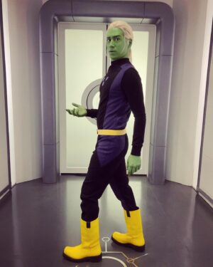 Jesse Rath Instagram - It was a long time coming, but we finally got there. So glad we got to see “classic/Earnest Brainy” one more time before the show wrapped up and so happy that we got to see him in green. Loved his suit, which if you notice has elements of both Brainy Prime’s “tower look” and his super suit! All topped off with the iconic yellow belt and boots. @cayleymua & @tammythefox killed it as always with the green makeup and I asked @cherrymakeupandhair for a blood red hair elastic to pay homage to the OG Brainiac’s red head lights. 
@supergirlcw 

#supergirl #brainy #brainiac #cw #wb #brainiac5 #legionofsuperheroes #dc #arrowverse #longlivethelegion #dceu #warnerbros #superfriends