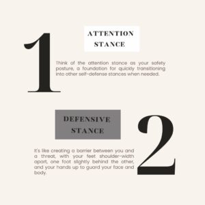 Jessica Aguilar Instagram - Self-defense made simple: Attention, Defensive, Fight/Striking, and Wrestling stances explained. Stay prepared and confident in any situation! Which one do you use to stay safe? Comment below!
.
.
.
.
.
.
#SelfDefense #EmpowerYourself #AutoDefensa #YouGotThis #BJJ 💪🏽