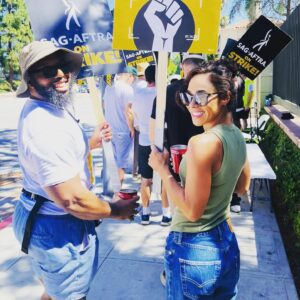 Jessica Camacho Instagram - One of the first friends I made in LA…from wild-eyed servers, running around from table to table in the insane restaurant where we worked, hungrily dreaming of making our shared acting dreams a reality, to walking together 14 years later in the city we love, in support of the art form and industry we love.  Grateful to do this crazy life/dream thing alongside you @ahwoods1980 :) #sagaftrastrong