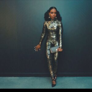 Jessica Frances Dukes Instagram - MPTF #EveningBefore Event Last Night! #Ozark #Netflix #Emmys #EmmysWeekend #MPTF @televisionacad #Myfirstemmysweekend
SO EXCITED! TIME TO CELEBRATE! See you all real soon!!!! GO TEAM @OZARK
#FashionStylist @mickeyboooom #StyledByMickey
#Jumpsuit @marcbouwer 
#MakeupArtist @savvystarbeauty 
#HairStylist  @jtouch
#NailTech @dramaticnailsbyoniecia 
#Jewelry @georginajewelryofficial 
#Shoes @casadeiofficial 
#Photographer @mfortphoto 
#Clutch @demarquetofficial
#Gold #NaturalStyles #Afro #PonyTail

#JessicaFrancesDukes