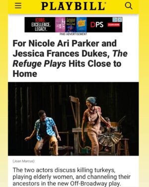 Jessica Frances Dukes Instagram - “Before every show, Parker and Dukes apply their old-age make-up together, and it’s allowed them to create a bond that extends to their onstage characters. “We both get in there early and we're putting our lines on and literally drawing in our age on our face and our hands,” says Dukes.

Then Parker chimes in, “There’s a reverence there too. Women, we're not allowed to age and everybody's freaking out if you have a smile line, or whatever. But there's so much love and reverence in this transformation for both of us.”
@dieptimes @playbill #Playbill #TheRefugePlays #NicoleAriParker #JessicaFrancesDukes #TeamRefuge 
You have three weeks to catch us!#roundabouttheatrecompany #newyorktheatreworkshop #laurapelstheatre