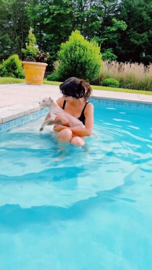 Jessica Garza Instagram - Summertime is for trying new things 🌀 Bam Bam’s first swim 💧💦💧