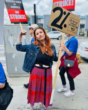 Jessica M. Thompson Instagram - 2%, that’s all we’re asking for! You can keep the rest of the $30 billion.
You’re welcome.

#WGAstrong
#WritersStrike
