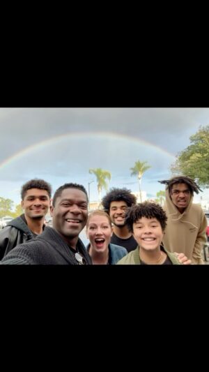 Jessica Oyelowo Instagram - We all went thrift shopping for Caleb’s 19th birthday today 🥳🥳🥳 sooooo fun, got some gems 😂 Happiest of birthdays to our big boy child. I just adore you. Also God sent Caleb a stunning full double rainbow in the middle of our shopping spree 🌈 🌈