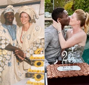 Jessica Oyelowo Instagram - What’s the secret to 25 years? Good cake helps!! Thanks for all the well wishes on our anniversary.❤️