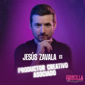 Jesús Zavala Instagram - Jesús Zavala @jesuszavala_mx (Él) Tick / Mitzi - Productor Creativo Asociado.

Ha participado en series como P#t@s Redes Sociales, Bunker,  Supertitlán, ERRE y NINIS. Fue el reconocido personaje “Hugo Sánchez” de la serie Club de Cuervos y de su spin-off, La Balada de Hugo Sánchez. Ha participado en las cintas Todas Menos Tú, Dime Cuando Tú, Enfermo Amor, Veinteañera, Divorciada y Fantástica, La Boda de Valentina, entre muchas más. En teatro ha participado en Smiley, Juegos de Poder y Prueba Perfecta, así como en los musicales Siete Veces Adiós (Él y Él), Hoy No Me Puedo Levantar (como “Colate”) y HelloDolly!, además de diversas telenovelas.

Además de interpretar el personaje de Tick, Jesús es Productor Creativo Asociado en este musical, siendo la primera vez que se suma desde la producción a un proyecto teatral. 

¡Bienvenido a bordo Jesús!🪩🌵🚍💓

#priscillamexico #priscillamx