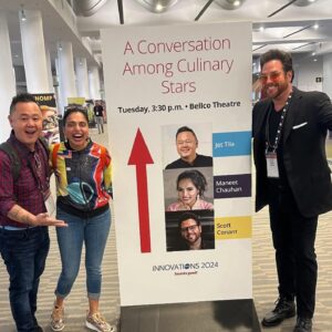Jet Tila Instagram - I pinch myself on days like this. Still in disbelief that I get to do what? With who?  Love this group of amazing people. Thanks @dotfoodsofficial for having us keynote #dotinnovations2024 !