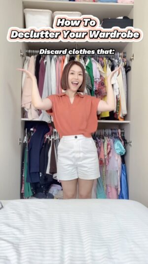 Jia Hui Siau Instagram - It’s definitely easier to throw out others’ stuff 😆

My tips to help you make a clear decision on what to discard! 

1. Signs of worn-out items - Loose collars, faded colour, holey hems - really a big NO-NO!

2. You might have outgrown a certain piece in terms of STYLE. Like I don’t wear pleated short skirts anymore! And I have definitely outgrown a lot of pieces in terms of SIZE 😂 

3. Clothes do stir memories. So if some items evoke unpleasant emotions, discard them instead of shoving them to a corner of the wardrobe! Don’t let negativity take up space in your room or life.

My rule of thumb? 

Pieces I haven’t worn for two years! Cos I would have already worn them if I feel good in them. 🥲

I ❤️ decluttering! It’s been proven to reduce anxiety! 😬 Wanna engage me to help you declutter?

#declutter #declutteryourhome #declutteryourlife #wardrobedeclutter #springcleaning #minimalism