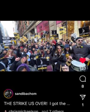 Jill Hennessy Instagram - THE STRIKE IS OVER!!! Huge gratitude to all @sagaftra family braving it out on the picket lines & the negotiating rooms…& let’s never forget the solidarity & community that was created. Thank you @officialfrandrescher @duncanci @samantham01 @strike_captain_sue @ezraknight @rebeccadamon @oroloroent @sandibachom @holaalexrivero @farhadjphotographs @bbuudii  #thesolidarities @chrismichaelson_ @junsuenaganyc @dstevencohen @tommy.bayiokos @billyasai @richievdang @mybigfatmouth @holderelizabeth @elizabethwachsberg #sagaftrastrike @rfredux