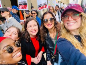 Jill Hennessy Instagram - Honored to support #wgastrong with tremendous folks like Tamaisha, Isabelle, the incredible @rebeccadamon &  @alyssathorshammer #sagaftra #wga