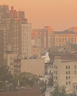 Jill Hennessy Instagram - Woke up this morning to the sight of the #staypuftmarshmallowman hanging out on a roof in #nyc … #happyhalloween #halloween 🎃💀