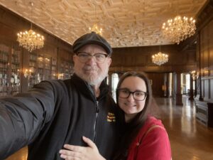 Jim Beaver Instagram - With my daughter Madeline in the Casa Loma library room where I shot the ballroom scenes for Guillermo del Toro’s CRIMSON PEAK in 2014. Same books.