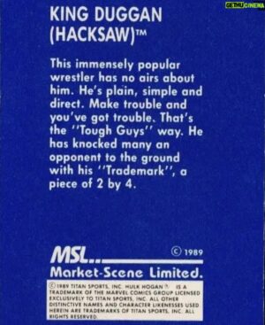 Jim Duggan Instagram - A rare trading card from 35 years ago in 1989!

#WWE #AEW #Wrestling