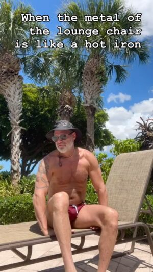Jim Newman Instagram - Exposed metal framed lounge chairs poolside in Florida should be outlawed . #ouch #3rddegreeburns #bactine