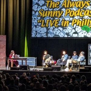 Jimmi Simpson Instagram - Happened to be in Philly so- that’s what ya get Charlie! Ya get POD-CRASHED! Love these fellas. And @meganganz, duh. #iasip #youwillcallher @robmcelhenney @glennhowerton @charliedayofficial @thesunnypodcast @alwayssunnyfxx