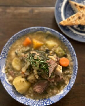 Jimmy Barnes Instagram - I’ll settle for bread and soup any day. Especially with lamb shanks, barley and veg. The way to a Scotsman’s heart.