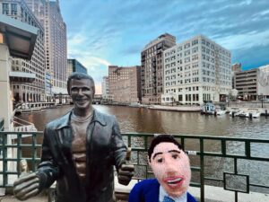Jimmy Carr Instagram - I’m in Milwaukee. Happy days. They’ve got a bronze Fonz, which is just fun to say. 
Thanks to everyone who watched Natural Born Killer on Netflix. The new tour unofficially starts tonight, all new jokes, I sure hope I’m funny. #linkinbio for dates and tickets. #jimmycarr #laughsfunny #laughsfunnytour #usa #milwaukee #pabsttheater #netflixisajoke #netflix #naturalbornkiller #bronzefonz #happydays #woollyjimmycarr