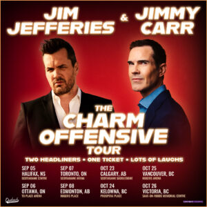 Jimmy Carr Instagram - 💥 Whether you like brutal, edgy, funny jokes or brutal, edgy, funny stories we’ve got you covered Canada - The Charm Offensive Tour is on sale now. Visit jimmycarr.com for tickets 💥