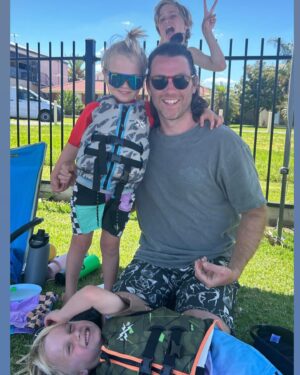 Jimmy Rees Instagram - Summer holidays with these lunatics … boating… bike riding… lots of swimming… and lots of ice creams 🤣!! @torirees_ #victoria #summerholidays #kids